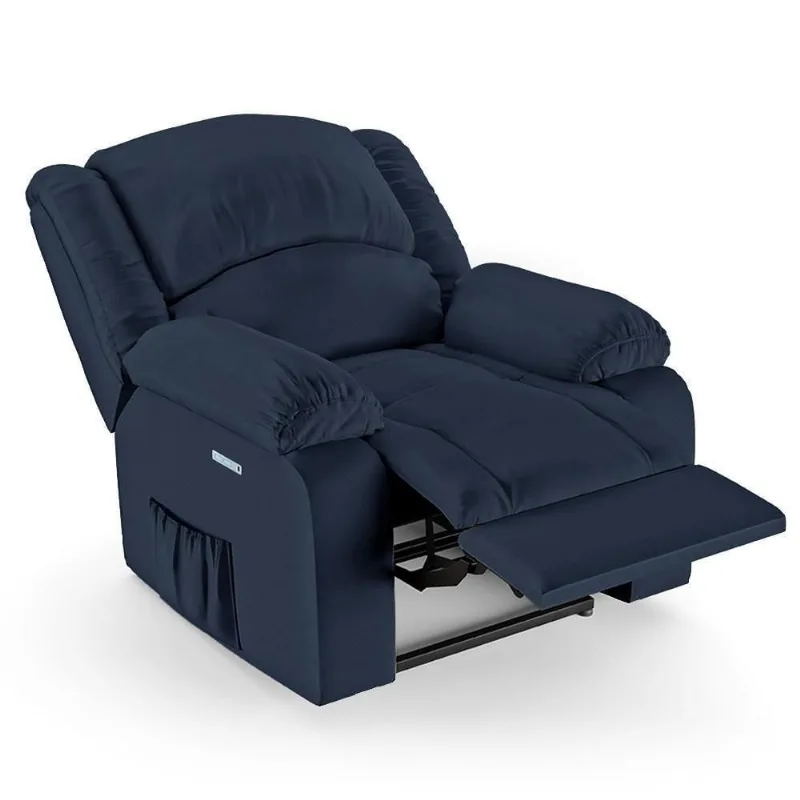 Poltrona Do Papai Reclinável Pietra Elétrica Led Massagem Fh9 Pu Azul - Mpozenato