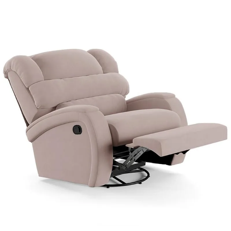 Poltrona Do Papai Reclinável Kalie Glider Giratória Fh9 Veludo Rosê - Mpozenato