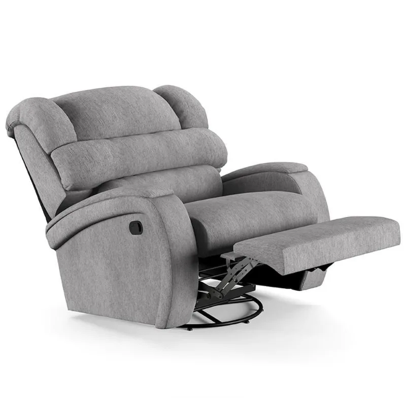 Poltrona Do Papai Reclinável Kalie Glider Giratória Usb Fh9 Linho Cinza - Mpozenato