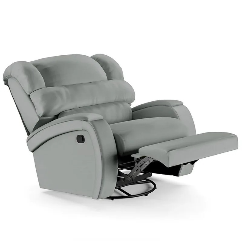 Poltrona Do Papai Reclinável Kalie Glider Giratória Massagem Fh9 Pu Cinza - Mpozenato