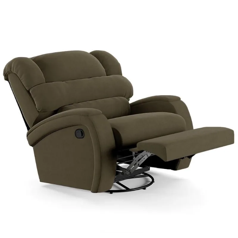 Poltrona Do Papai Reclinável Kalie Glider Giratória Massagem Fh9 Veludo Capuccino - Mpozenato