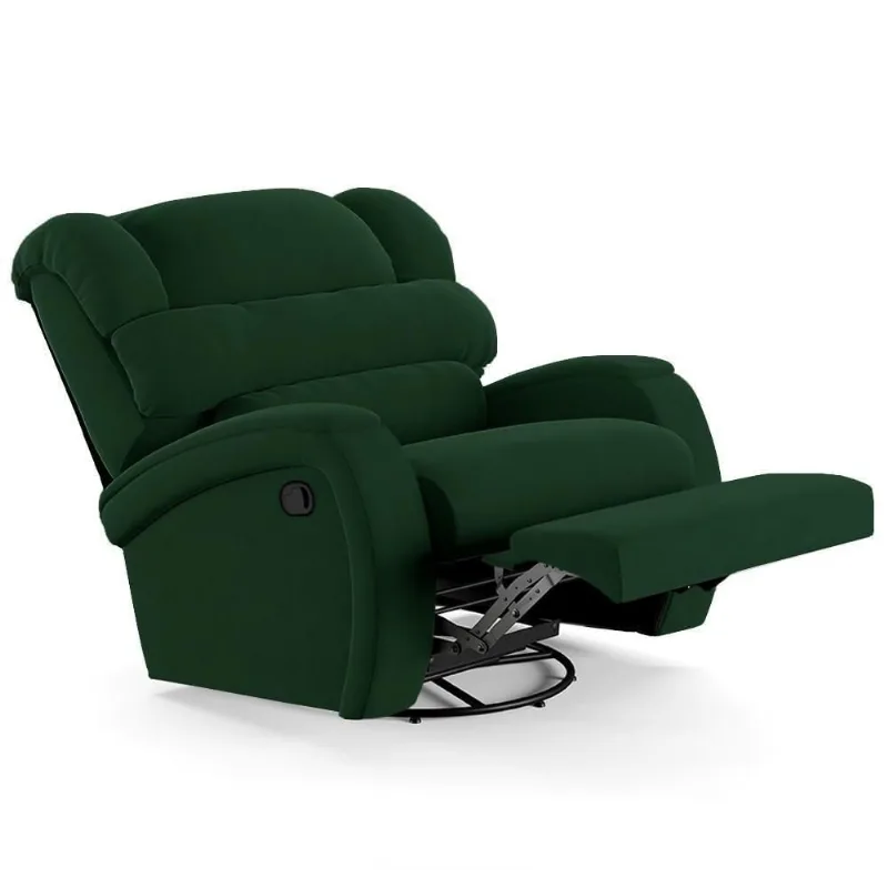 Poltrona Do Papai Reclinável Kalie Glider Giratória Massagem Fh9 Veludo Verde - Mpozenato