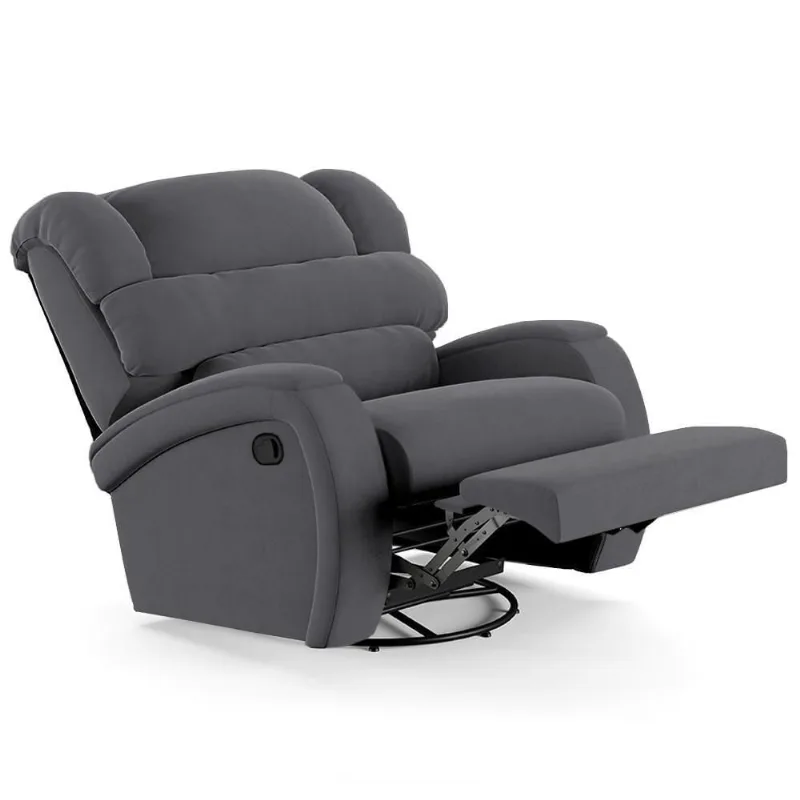 Poltrona Do Papai Reclinável Kalie Glider Giratória Massagem Fh9 Veludo Cinza - Mpozenato