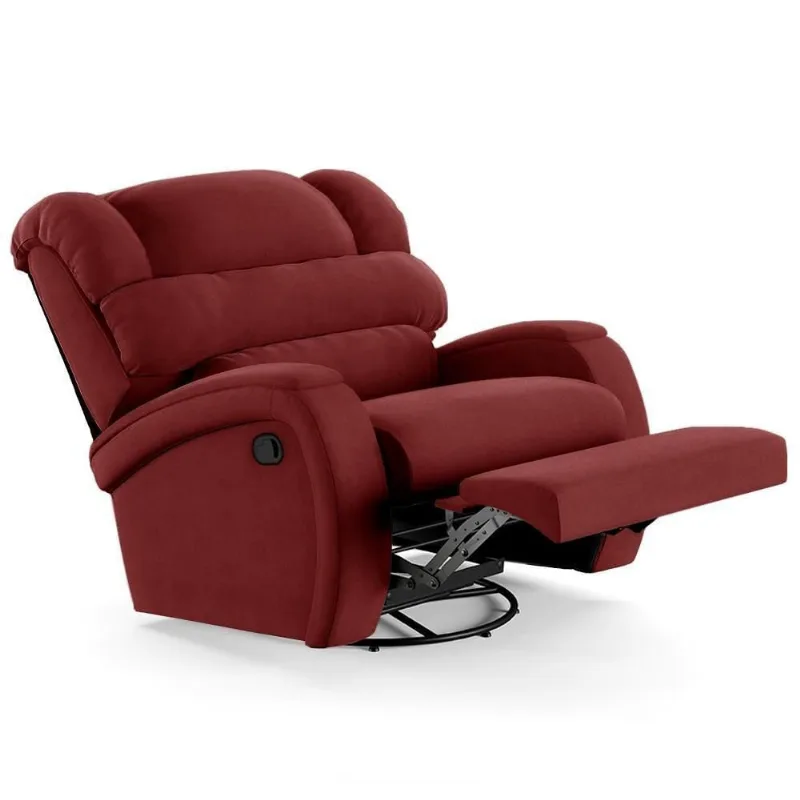 Poltrona Do Papai Reclinável Kalie Glider Giratória Massagem Fh9 Veludo Vermelho - Mpozenato