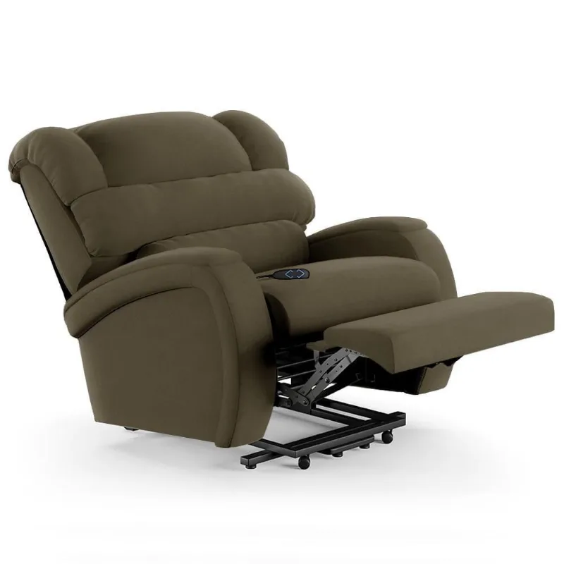 Poltrona Do Papai Reclinável Kalie Elevação Lift Elétrico Fh9 Veludo Capuccino - Mpozenato