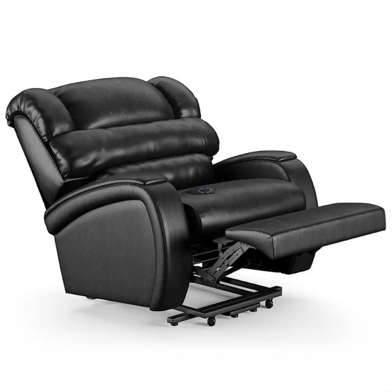 Poltrona Do Papai Reclinável Kalie Elevação Lift Elétrico Fh9 Pu Preto Brilho - Mpozenato