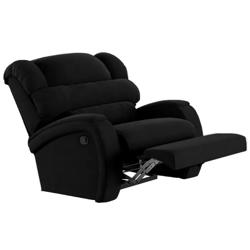 Poltrona Do Papai Reclinável Kalie Manual Gatilho Fh9 Veludo Preto - Mpozenato