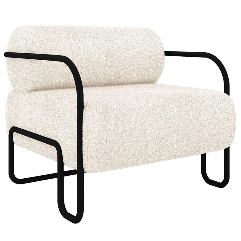 Poltrona Decorativa Para Sala Industrial Kira K04 Bouclê Bege Mpozenato