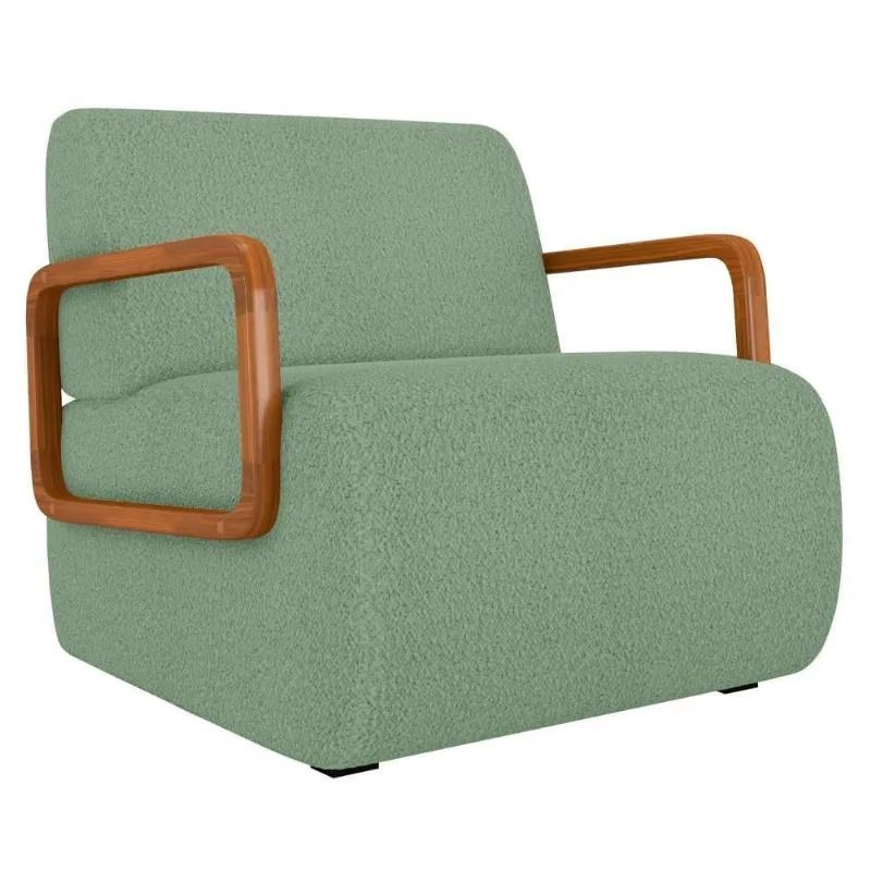 Poltrona Decorativa Orgânica Para Sala Belarus K04 Bouclê Oliva - Mpozenato