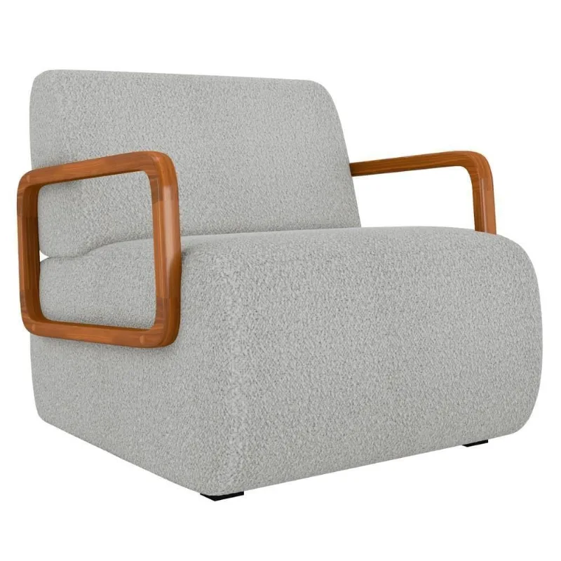 Poltrona Decorativa Orgânica Para Sala Belarus Z08 Boucle Cinza Claro - Mpozenato