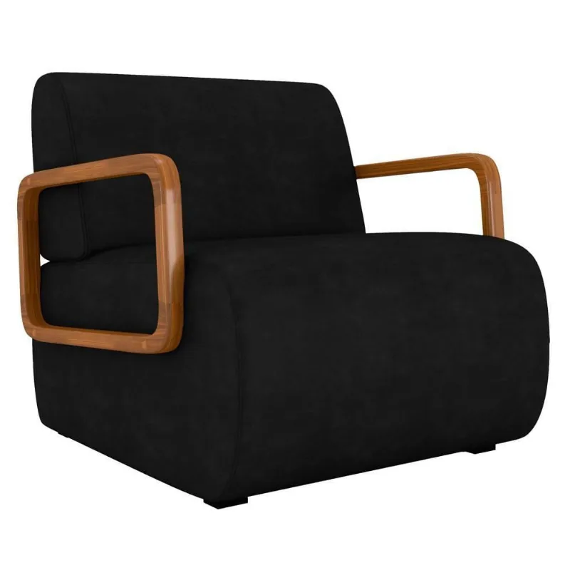 Poltrona Decorativa Orgânica Para Sala Belarus K04 Sintético Preto - Mpozenato