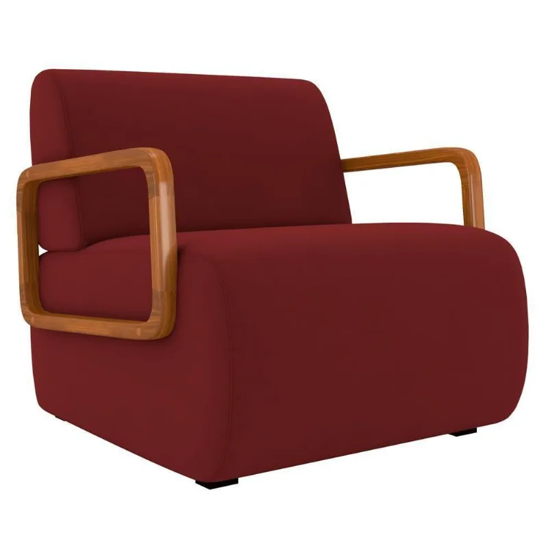 Poltrona Decorativa Orgânica Para Sala Belarus K04 Veludo Vermelho - Mpozenato