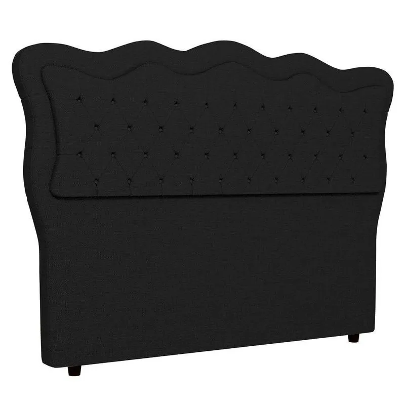 Cabeceira Casal Queen Cama Box 160cm Oregon I02 Linho Preto Mpozenato