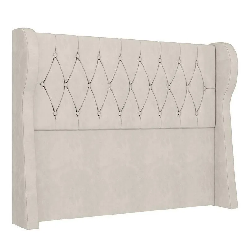 Cabeceira Casal Cama Box 140cm Malva I02 Veludo Bege - Mpozenato