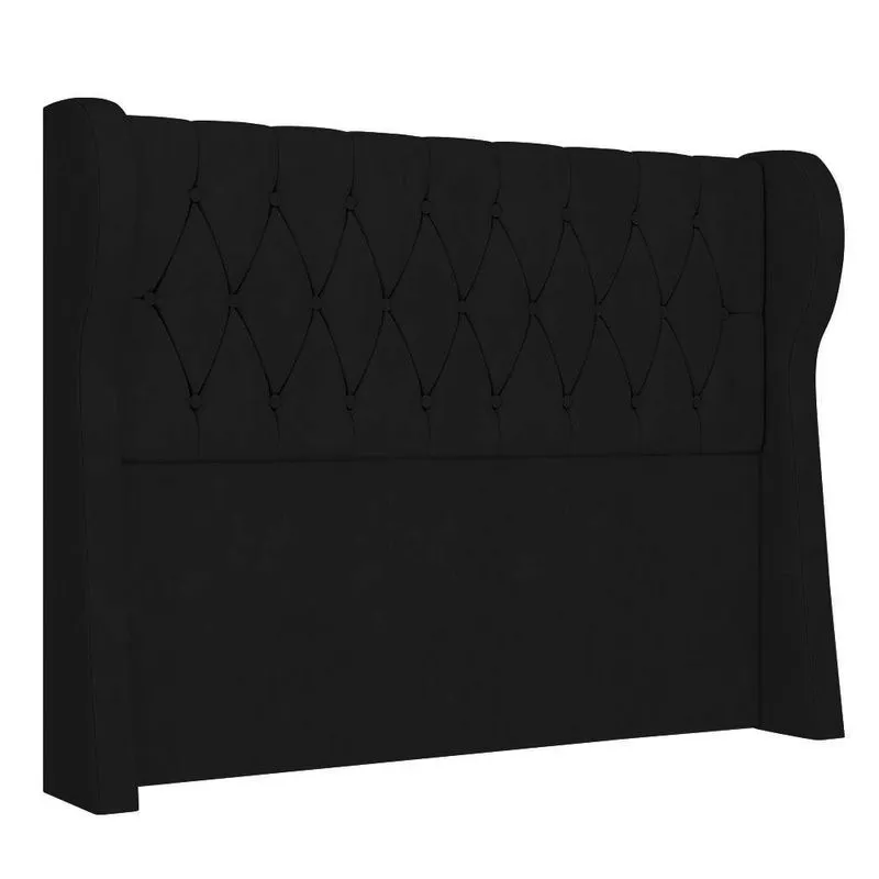 Cabeceira Casal Cama Box 140cm Malva I02 Veludo Preto - Mpozenato