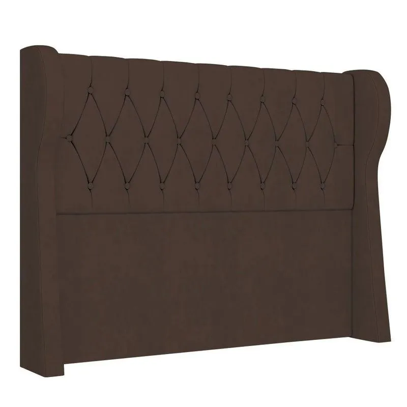 Cabeceira Casal Cama Box 140cm Malva I02 Veludo Marrom Mpozenato