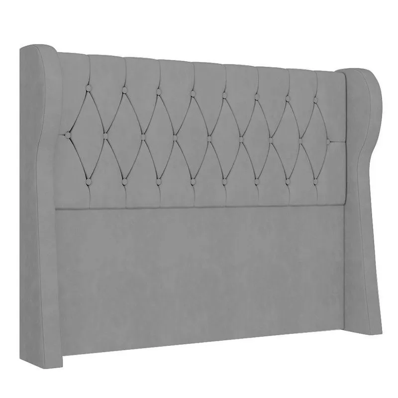 Cabeceira Casal Queen Cama Box 160cm Malva Z04 Veludo Cinza - Mpozenato