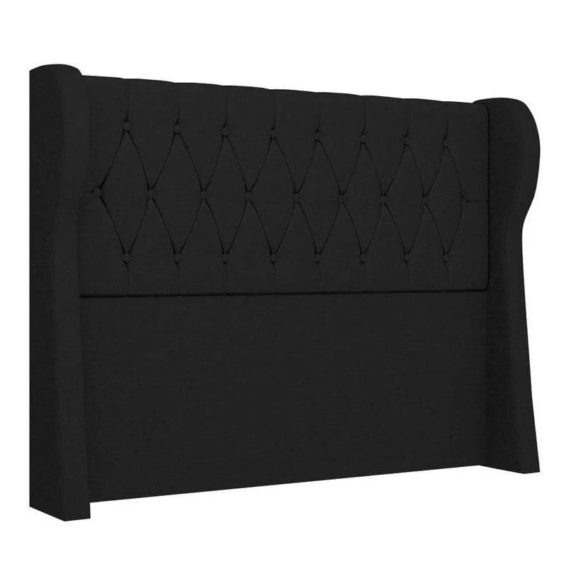 Cabeceira Casal King Cama Box 195cm Malva I02 Linho Preto Mpozenato