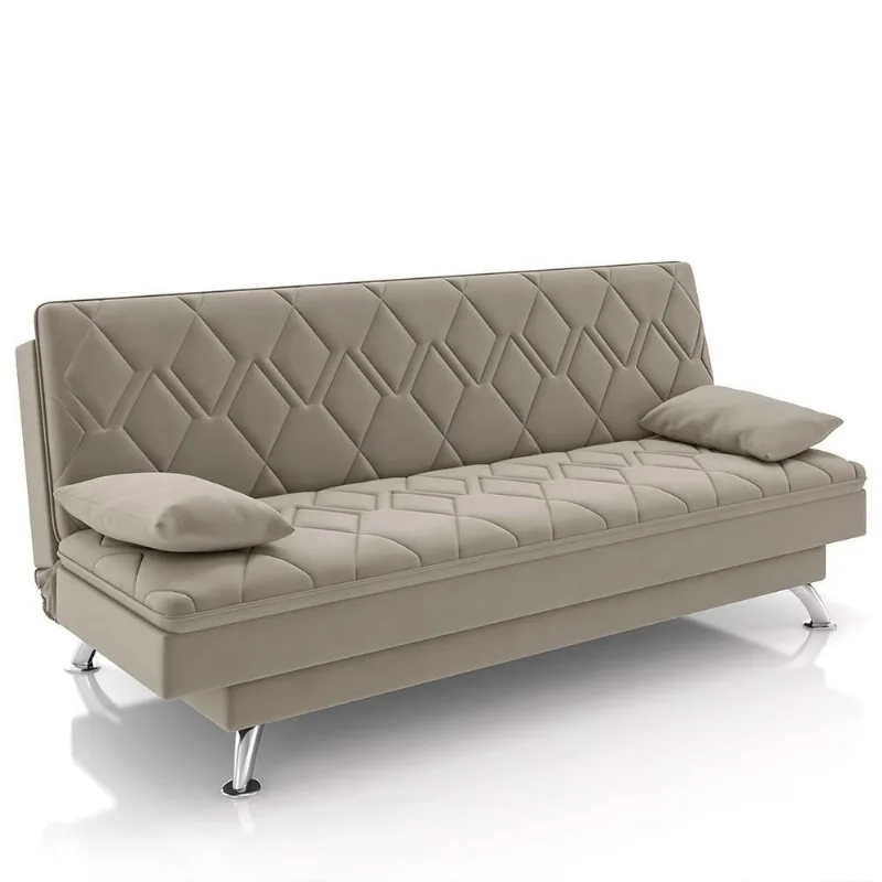 Sofá Cama Para Sala De Estar Quarto 193cm Bela M22 Suede Bege - Mpozenato