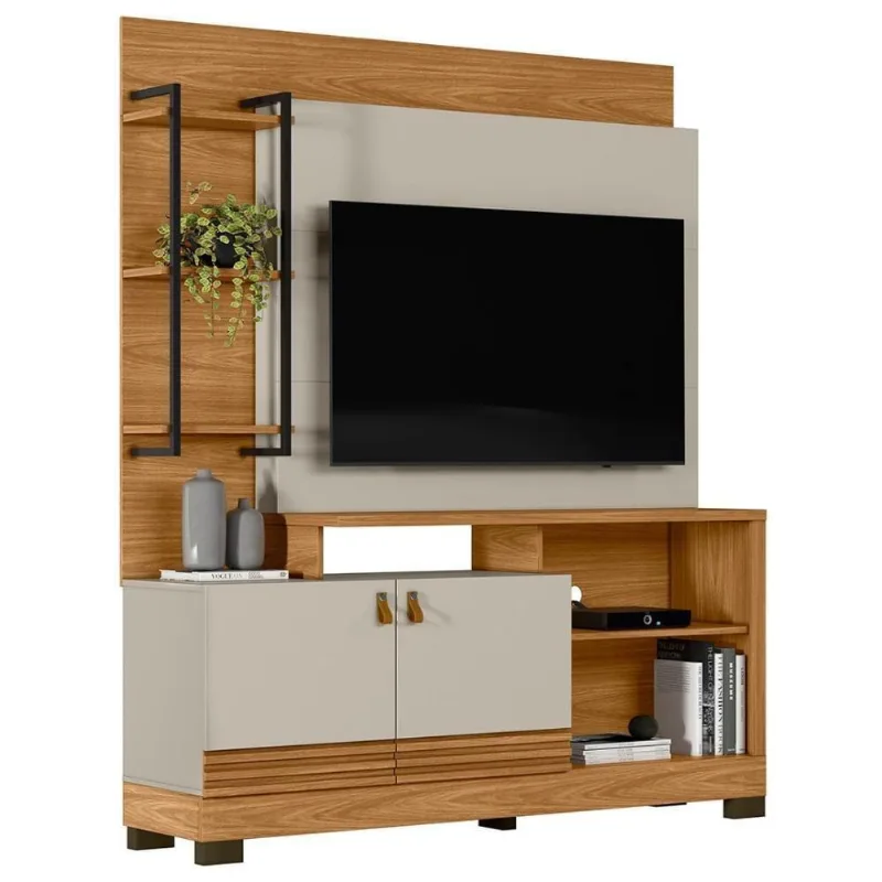 Estante Painel Para Tv 50 Pol 160cm Pilar L06 Nature-off White - Mpozenato - Mpozenato