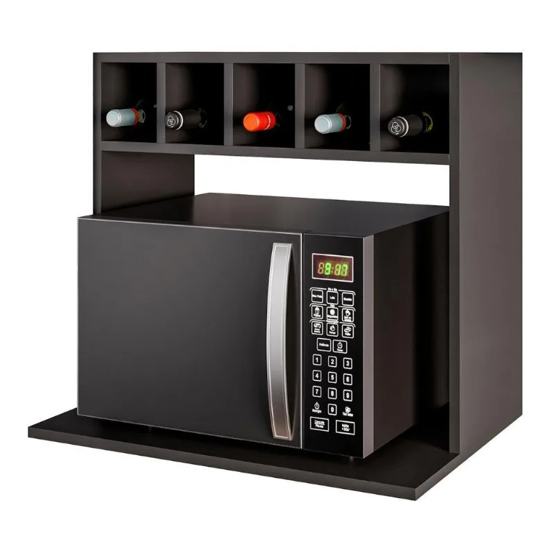 Suporte Micro-ondas Forno Armário Aéreo Com Adega 60cm Lótus M24 Preto - Mpozenato
