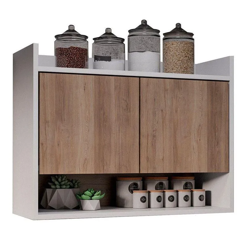 Armário De Cozinha Aéreo 71cm 2 Portas 1 Nicho Ceci M24 Branco/freijó - Mpozenato