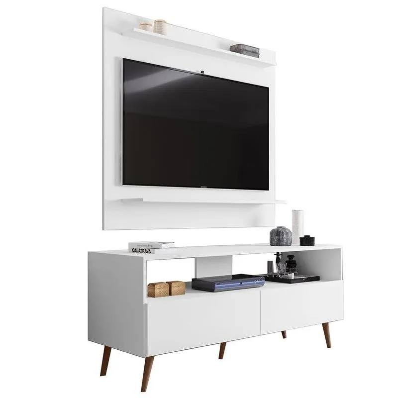 Painel Para Tv 50 Pol Senna E Rack Bancada 136cm Versa M24 Branco - Mpozenato