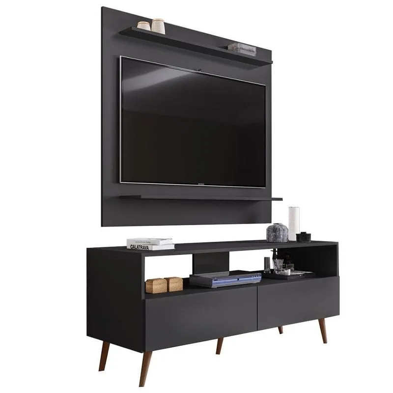 Painel Para Tv 50 Pol Senna E Rack Bancada 136cm Versa Z34 Preto - Mpozenato