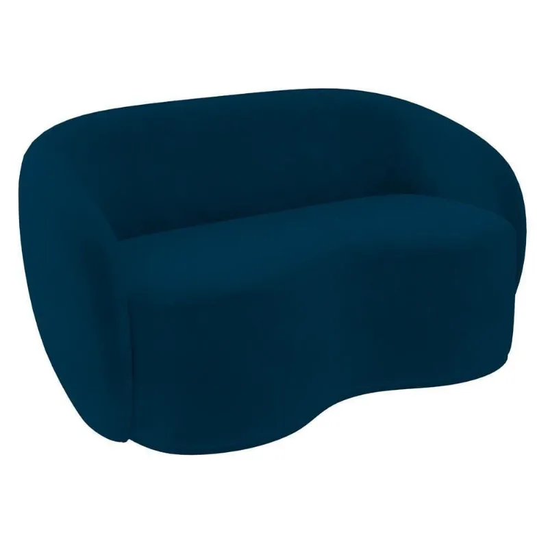 Sofá 3 Lugares Living Orgânico Sala De Estar 180cm Garbin K04 Veludo Azul Marinho - Mpozenato
