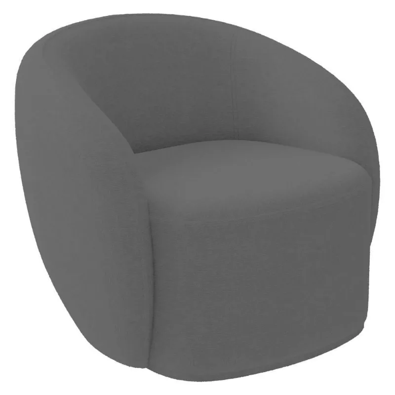 Poltrona Para Sala De Estar Giratória Orgânica Garbin Z08 Boucle Cinza - Mpozenato