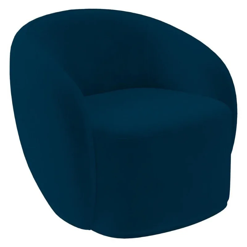 Poltrona Para Sala De Estar Giratória Orgânica Garbin Z08 Veludo Azul Marinho - Mpozenato