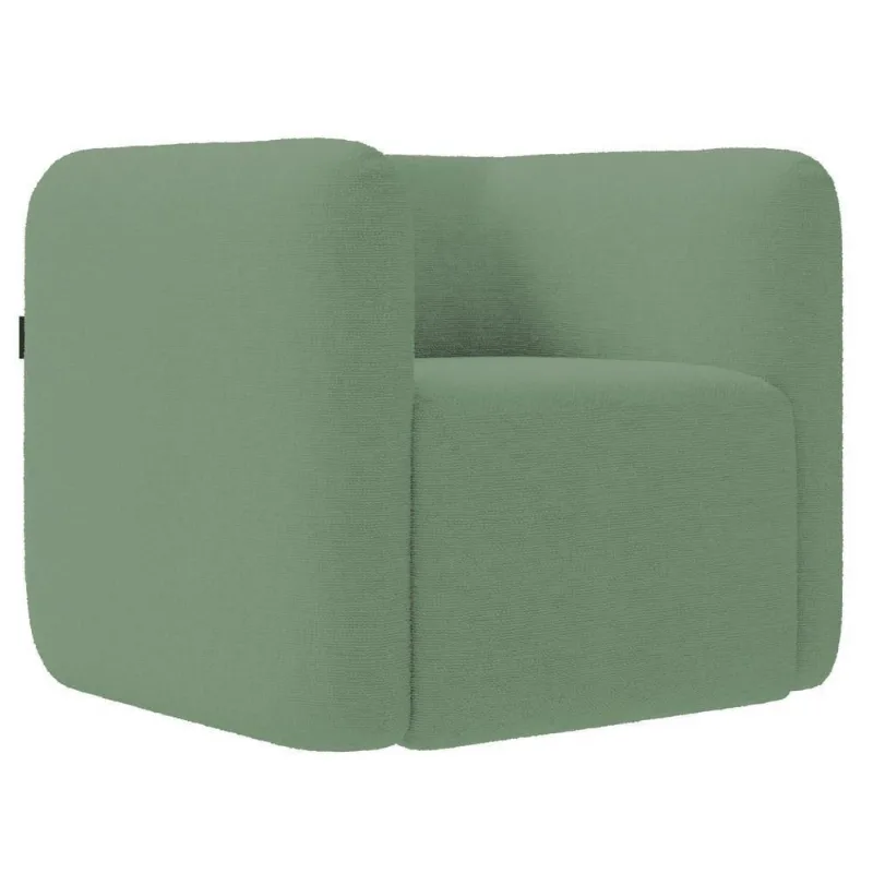 Poltrona Para Sala De Estar Decorativa Quadrada Maggie K04 Bouclê Verde - Mpozenato