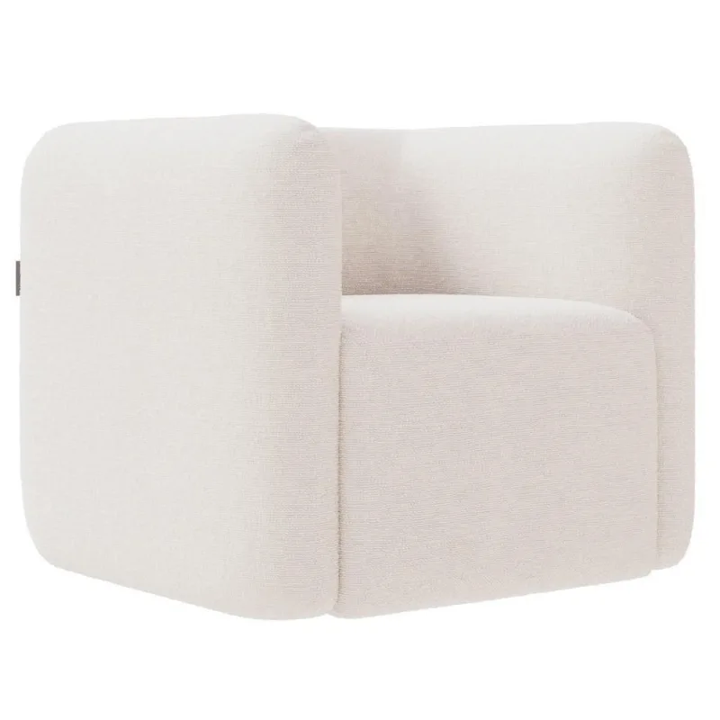 Poltrona Para Sala De Estar Decorativa Quadrada Maggie K04 Bouclê Bege - Mpozenato