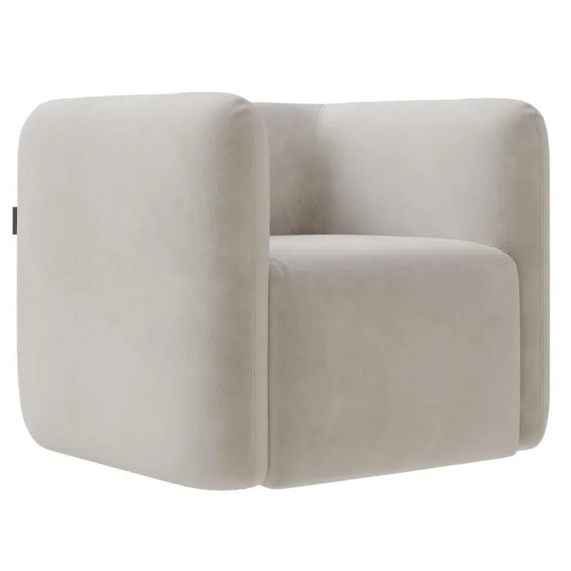 Poltrona Para Sala De Estar Decorativa Quadrada Maggie Z08 Veludo Bege - Mpozenato