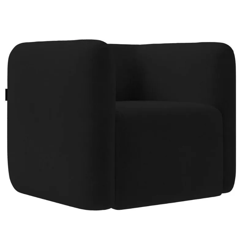 Poltrona Para Sala De Estar Decorativa Quadrada Maggie K04 Veludo Preto - Mpozenato