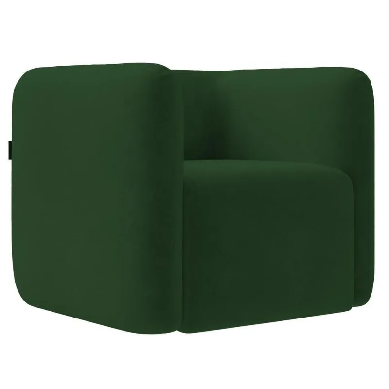 Poltrona Para Sala De Estar Decorativa Quadrada Maggie K04 Veludo Verde - Mpozenato