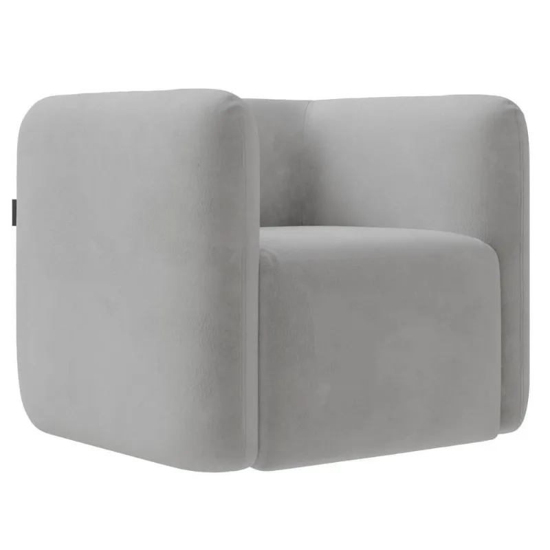 Poltrona Para Sala De Estar Decorativa Quadrada Maggie K04 Veludo Cinza - Mpozenato