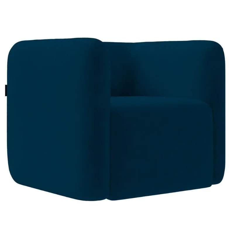 Poltrona Para Sala De Estar Decorativa Quadrada Maggie K04 Veludo Azul Marinho - Mpozenato