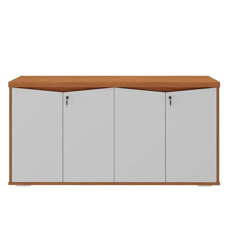 Balcão Para Escritório Com Chave 148cm Corp A06 Freijó/branco - Mpozenato