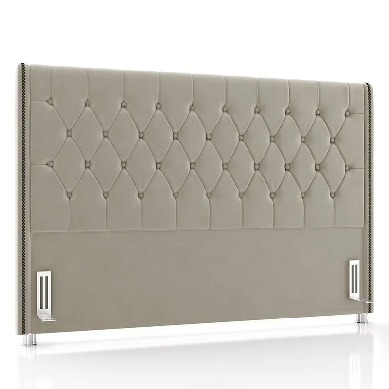 Cabeceira Cama Box Solteiro 90cm Florenza P02 Veludo Bege - Mpozenato