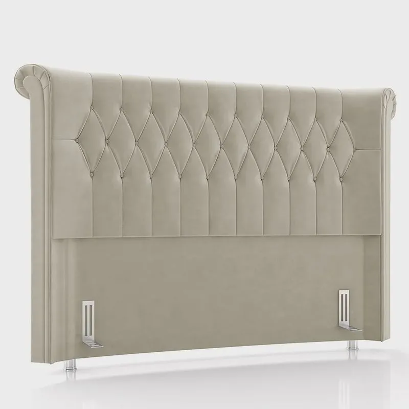 Cabeceira Cama Box Solteiro 98cm Dust P02 Veludo Bege - Mpozenato