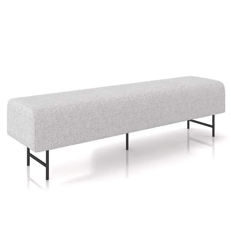 Puff Recamier Decorativo Pés Em Ferro 140cm Dublin Z37 Linho Cinza Claro - Mpozenato