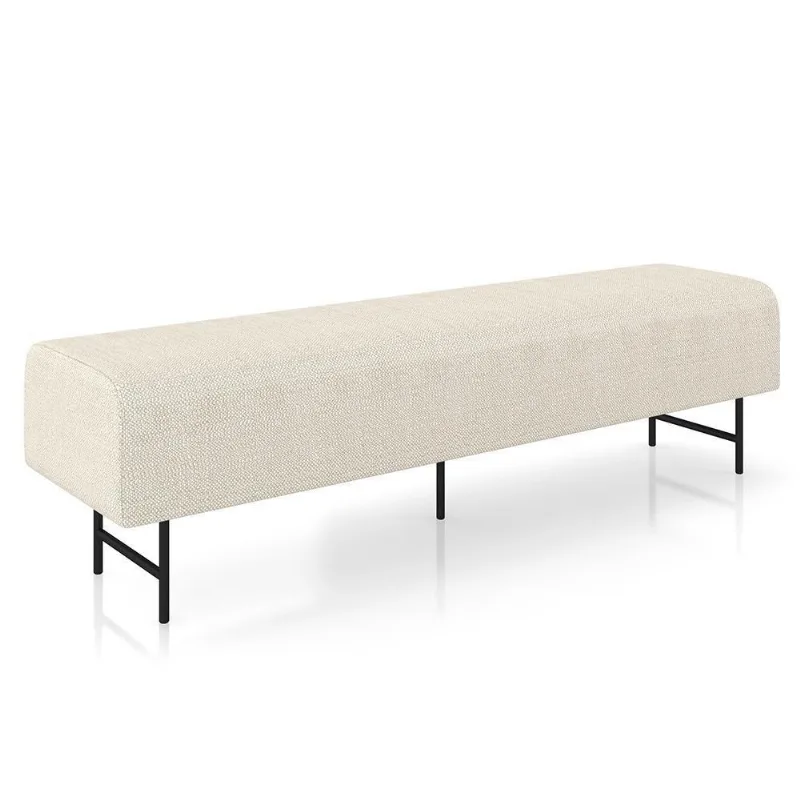 Puff Recamier Decorativo Pés Em Ferro 160cm Dublin Z37 Linho Creme - Mpozenato