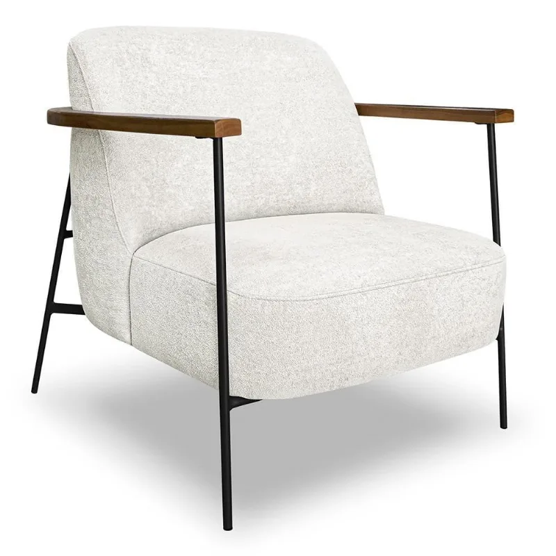 Poltrona Para Sala Pés Metálicos Ellen S06 Boucle Branco - Mpozenato