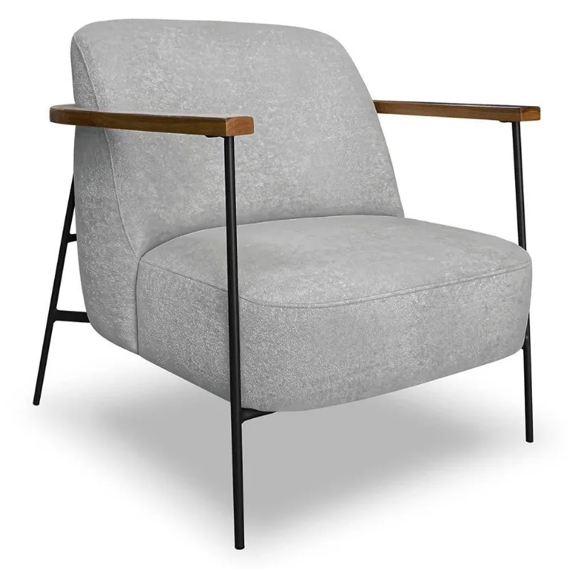 Poltrona Para Sala Pés Metálicos Ellen S06 Boucle Cinza - Mpozenato