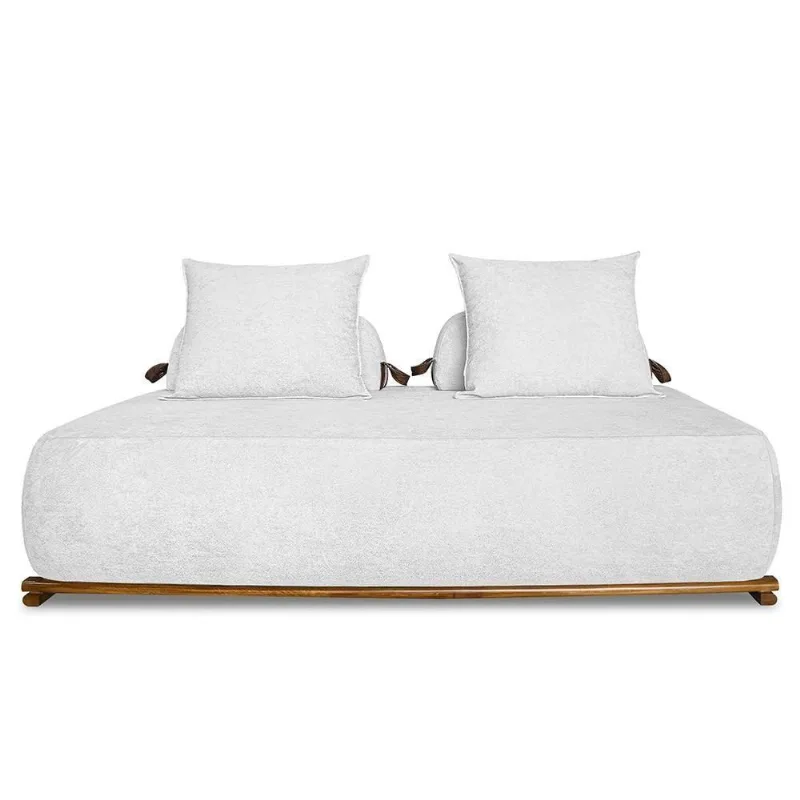 Sofá 2 Lugares 160cm Ilha Base Madeira Viero S06 Boucle Branco - Mpozenato