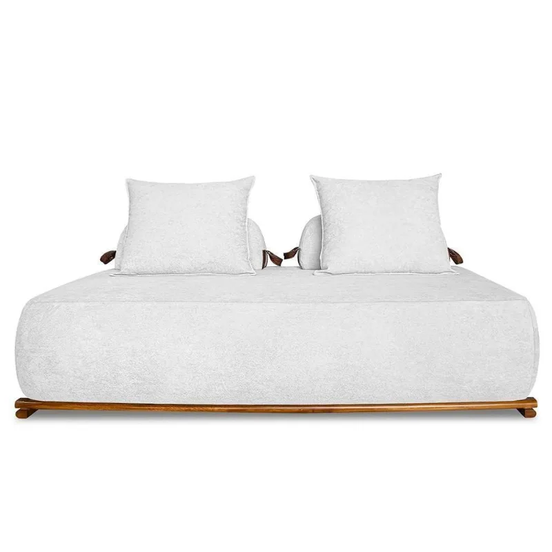 Sofá 2 Lugares 180cm Ilha Base Madeira Viero S06 Boucle Branco - Mpozenato