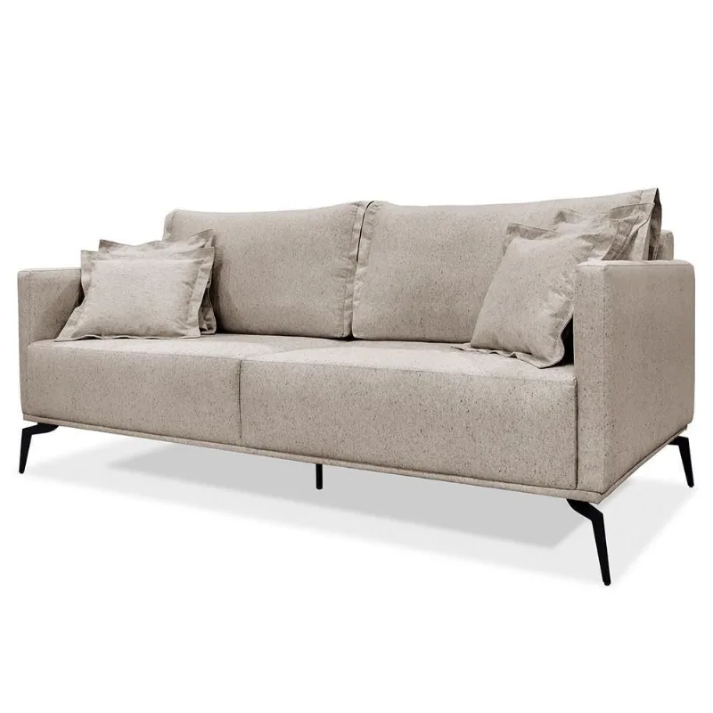 Sofá 2 Lugares 160cm Pés De Metal Vecchia S06 Linho Areia - Mpozenato