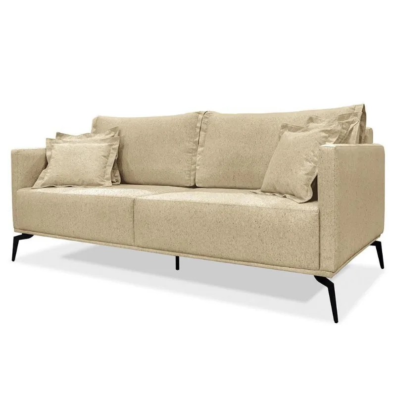 Sofá 2 Lugares 180cm Pés De Metal Vecchia S06 Linho Dourado - Mpozenato