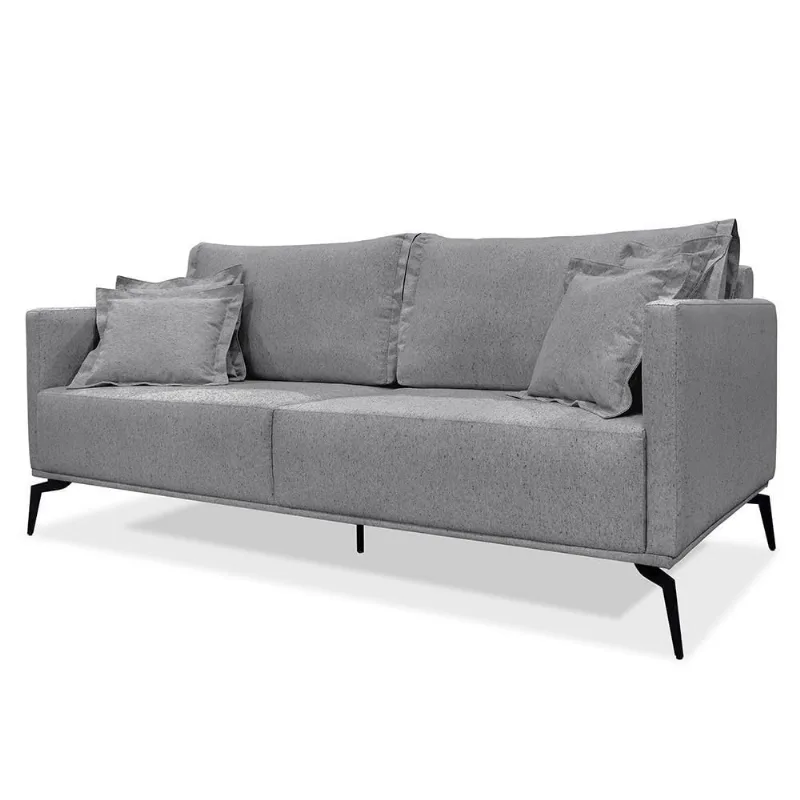 Sofá 2 Lugares 180cm Pés De Metal Vecchia S06 Linho Cinza - Mpozenato